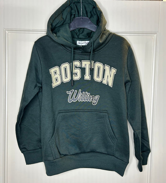 Boston jongens hoodie donker groen