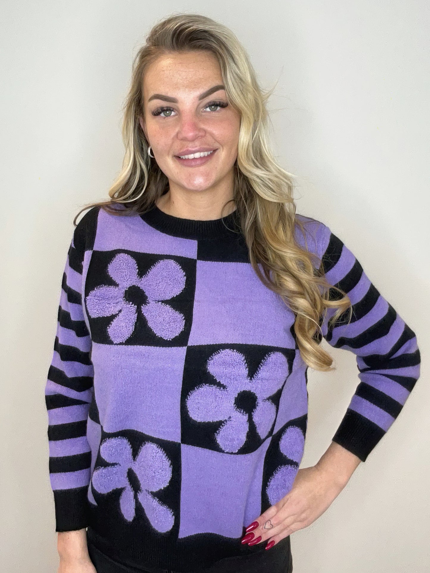 PURPLE FLOWER SWEATER