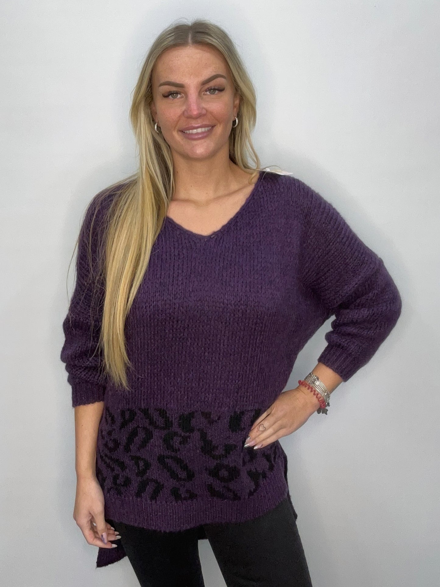 LEOPARD SWEATER KNITTED PURPLE