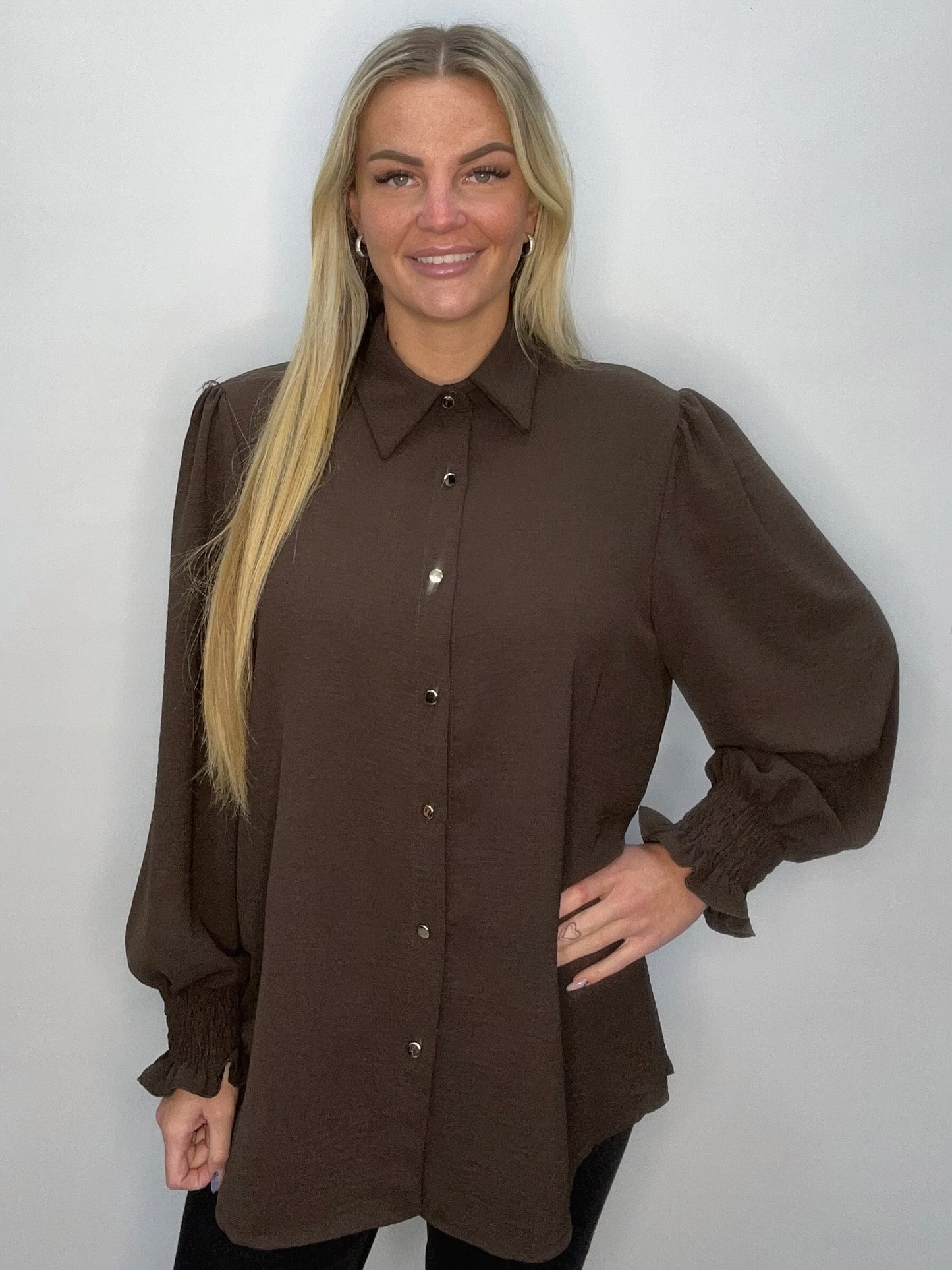 Chocolate ruffle blouse