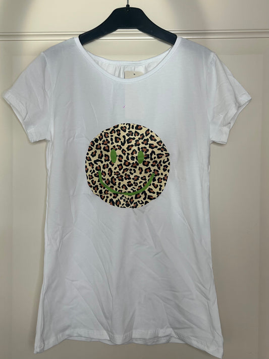 Luipaard smiley t-shirt groen meisjes