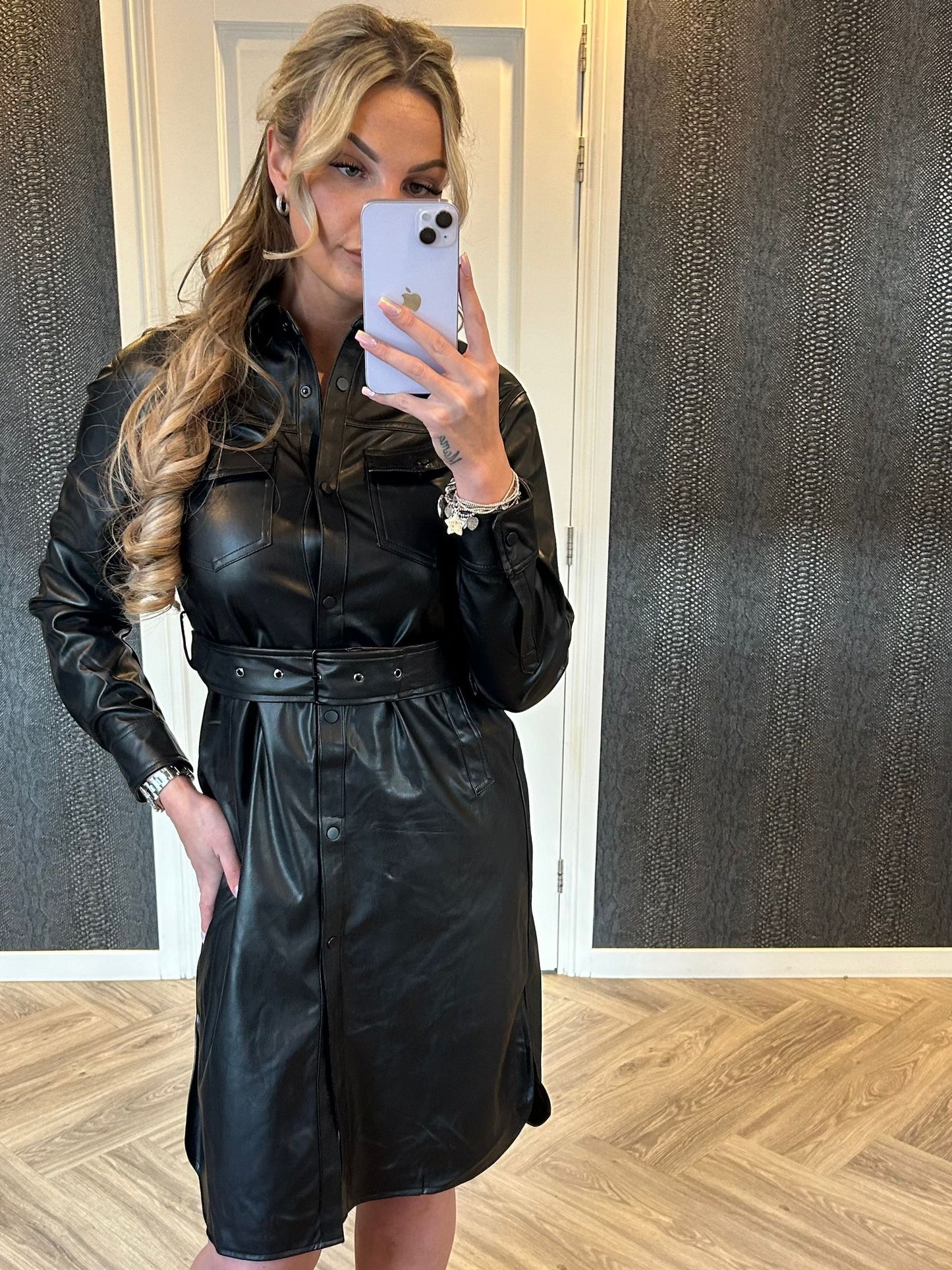 Leather look dress